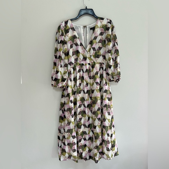 NWT J. Crew Lurex® Metallic Threads Chiffon Midi in Patchwork Print,  size 2 - Picture 2 of 12